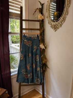 Floral Vintage Midi Skirt Cottage Garden